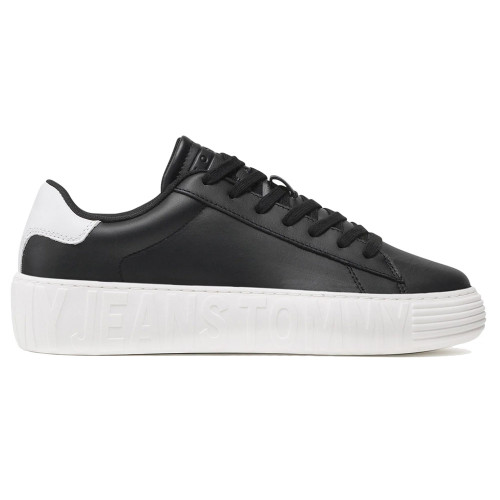 Tommy Hilfiger Monochrome Leather Cupsole Trainers